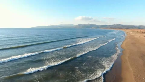 Sunlight falling into the sea at sunset Drone Shot 4K-3 Stock Footage 146697592