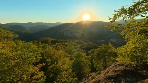 Sunlight filters through lush green trees. Boracki krs Serbia 動画素材 345005655