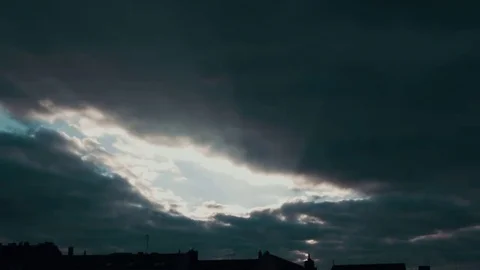 Sunlight gets suppressed by dark storm clouds Video stock 69174459
