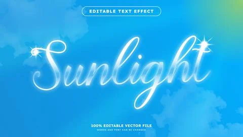 Sunlight glass blue sky text effects glass editable text effect Stock Illustration