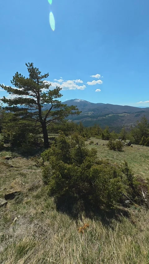Sunlight glints through clouds casting soft shadows. Balkan, Eastern Europe, POV Vidéo 333634923