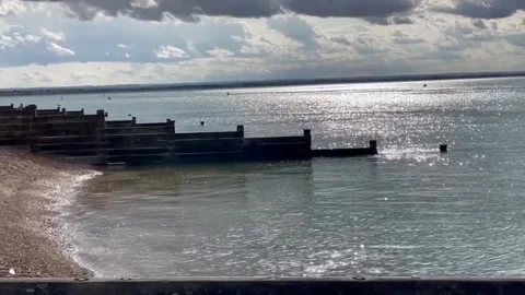 Sunlight glittering on the sea Whitstable Stock Footage 343125989