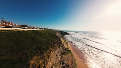 Sunlight glows over rugged coastline Stock Footage 339787347