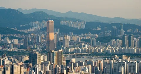 Sunlight on highrises Stock Footage 112142483