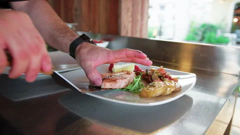 Sunlight Hitting The Dish That The Chef Prepared Stock Footage 287852710