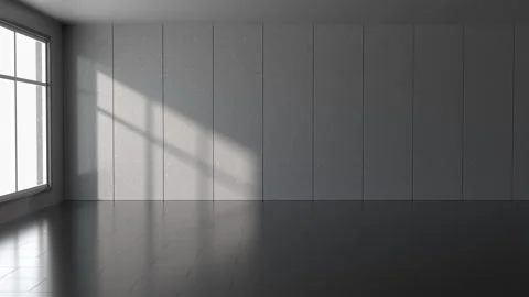 Sunlight illuminate into the empty room, 3d rendering. Stock Footage 163334052