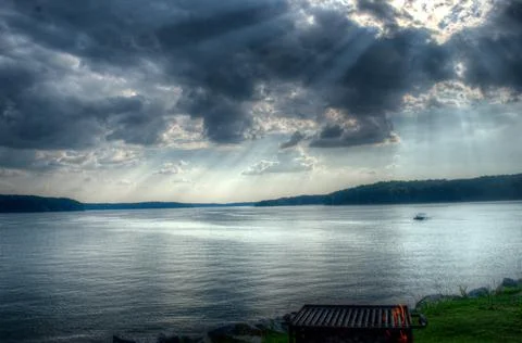 Sunlight lake. 스톡 사진