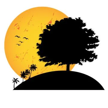 Sunlight Moonlight Shadow Nature Stock Illustration