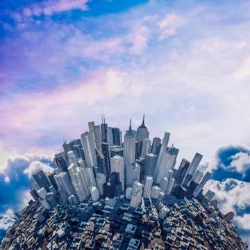 Sunlight mountain city Illustrazione stock