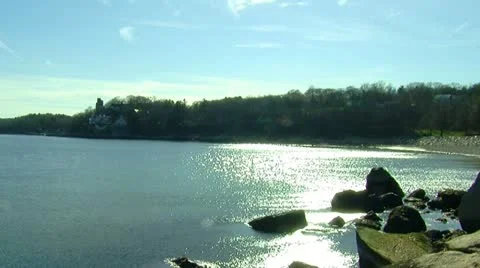 Sunlight on a New England Harbor Stock Footage 10852163