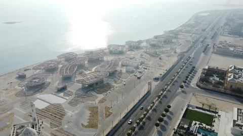 Sunlight Over Al Khobar Bayfront Construction and Coastal Expansion Saudi Arabia Stock Footage 335292504
