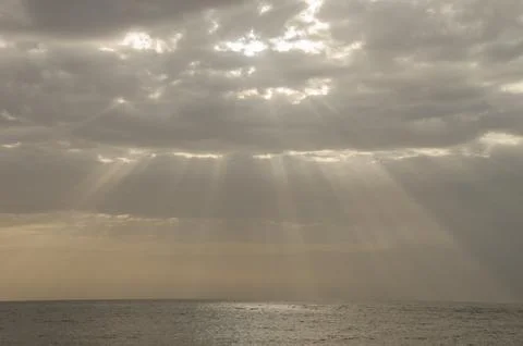Sunlight over the Atlantic Ocean. Stock Photos