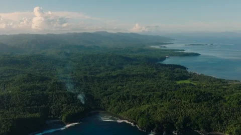 Sunlight over the Blue Sea and Tropical Island. Philippines. Stock Footage 280186480
