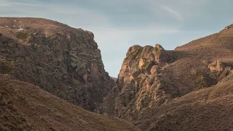 Sunlight over the cliffs in Kazakh steppe Stock Footage 84082282