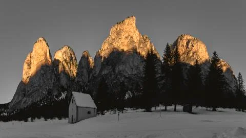 Sunlight over the top of mountains Stock Photos