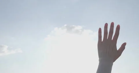 The sunlight passes through the gaps between the fingers Stock Footage 273444071