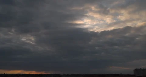 Sunlight passing through clouds. Dark sky from sunset to dusk. Timelapse. Stock Footage 252942924