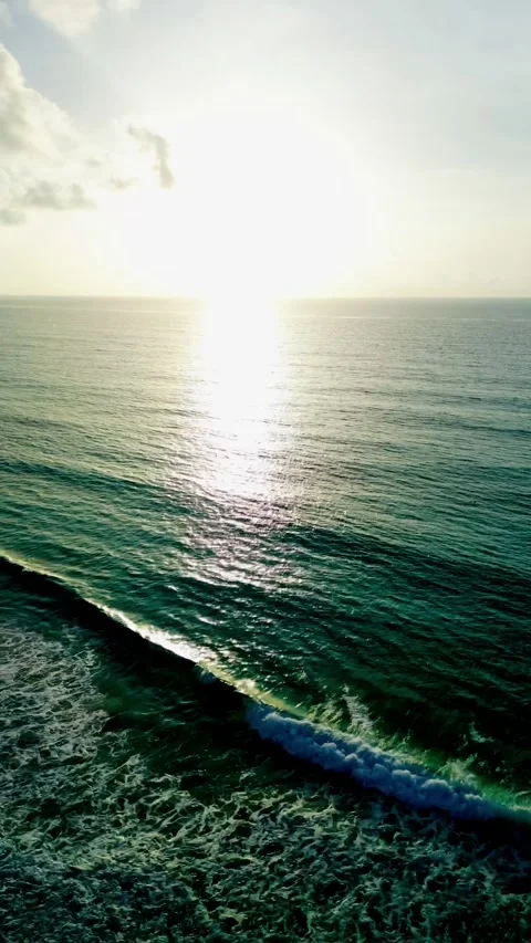 Sunlight path over the Caribbean sea at sunrise in Cancun Stock Footage 342090275