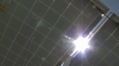 Sunlight Peering Through Two Solar Panels Stockbeeldmateriaal 19139509