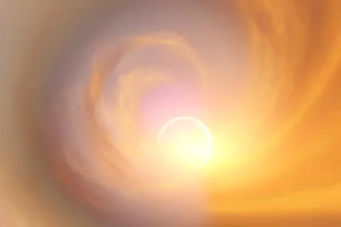 Sunlight pierces through the clouds Illustrazione stock