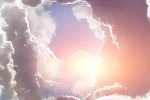 Sunlight pierces through the clouds 스톡 일러스트