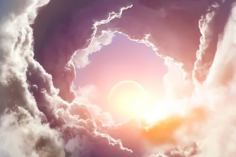 Sunlight pierces through the clouds イラスト素材