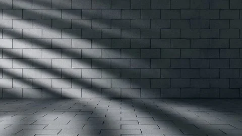Sunlight rays moving across a textured brick wall and tiled floor creating .. Video stock 332317038