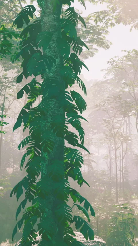 Sunlight rays pour through leaves in a rainforest Vídeos de archivo 275862593