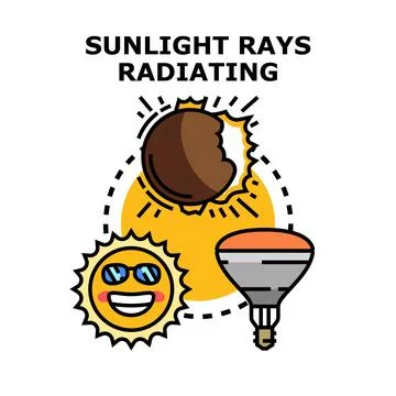 Sunlight rays radiating energy and warmth concept Illustrazione stock