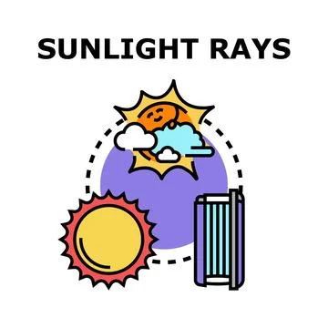 Sunlight rays source and solar energy concept illustration Stock Illustration
