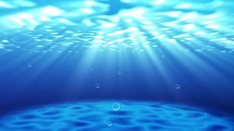 Sunlight Rays Underwater Animation with Floating Bubbles Stock Footage 314754641