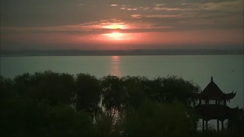 Sunlight reflected on the lake Stock Footage 252481897