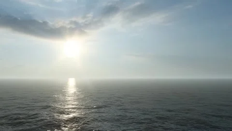 Sunlight Reflecting on Calm Ocean Surface at Sunset Stock Footage 330920270