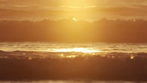 Sunlight Reflecting On Moving Sea Waves During Sunset Stock Footage 79655184