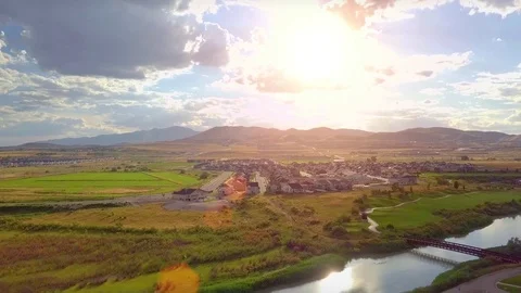 Sunlight reflecting of the river Stock Footage 113534368