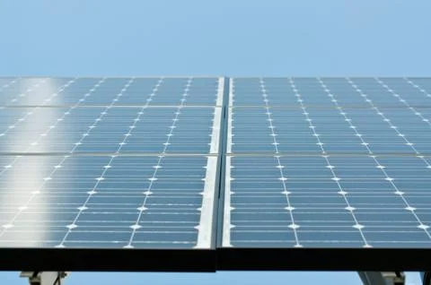 Sunlight Reflecting on Solar Panels Stock Photos