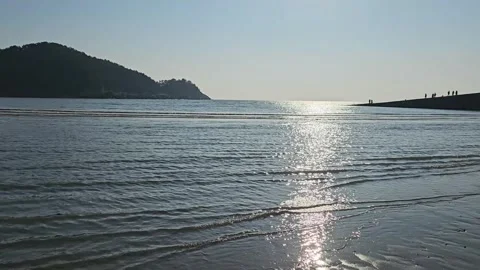 Sunlight Reflection on Calm Ocean Surface Near Breakwater, 4K Vídeos de archivo 330166450