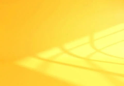 Sunlight reflection on curved yellow surface and wall background 3D rendering Stock Photos