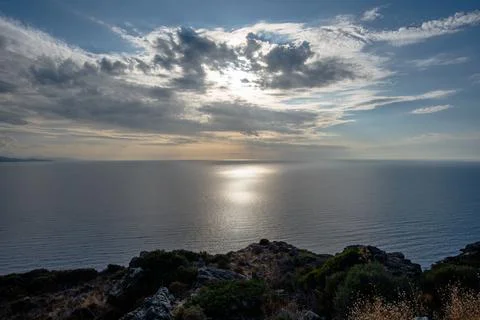 Sunlight Reflection on Open Sea Stock Photos
