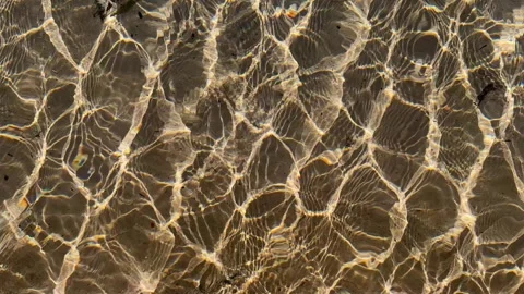 Sunlight Reflections Creating Abstract Patterns on Shallow Water Surface Stock Footage 323767611