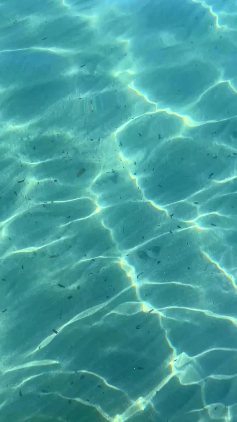 Sunlight Reflections Dancing in Clear Blue Water with Rippling Patterns Stock Footage 310210692