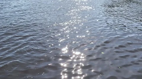 Sunlight reflections shimmering on moving water surface. asmr Stock Footage 318068361