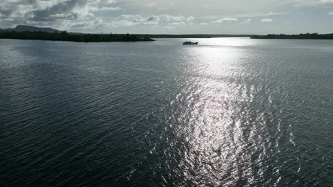 Sunlight Reflects Off the Warm Waters of the Solomon Islands Stock Footage 230332016