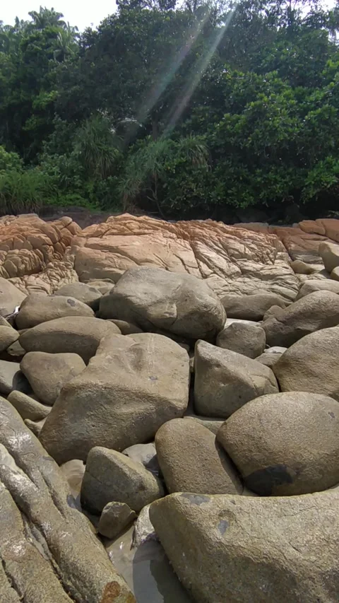 Sunlight Rocks Beach 4K Footage Stock Footage 335939146