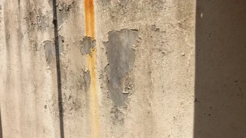 Sunlight shadow drop on dirty old concrete cement wall Stock Footage 151280502