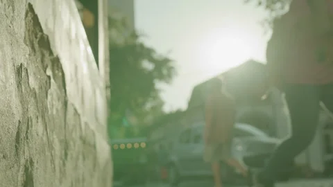 Sunlight Shining on an Old Wall in the Streets of Lisbon Stock Footage 273789224