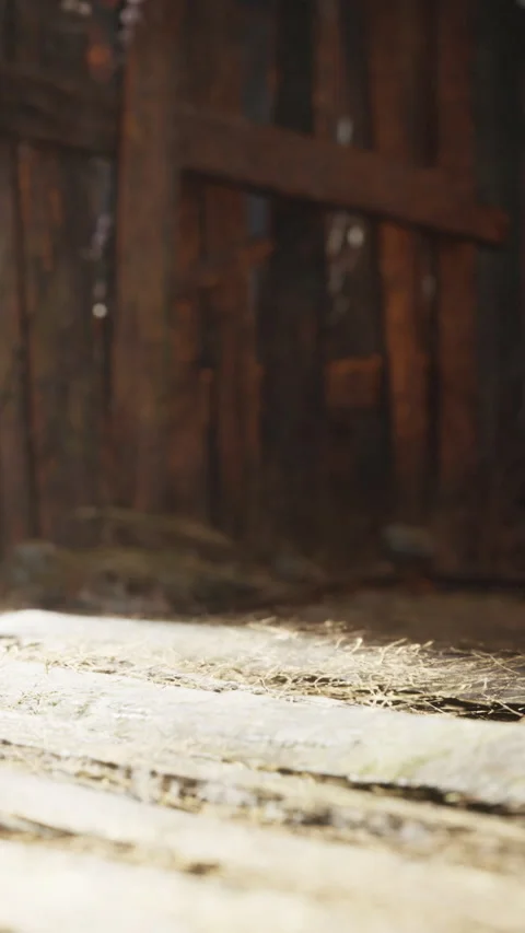 Sunlight shining on wooden floor with rustic background Stock Footage 347548134
