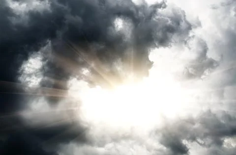 Sunlight skylight from the clouds of divine light Stock Photos