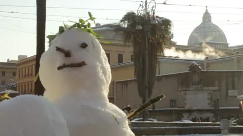 Sunlight snowman in Rome (St. Peter) Stock Footage 10770320