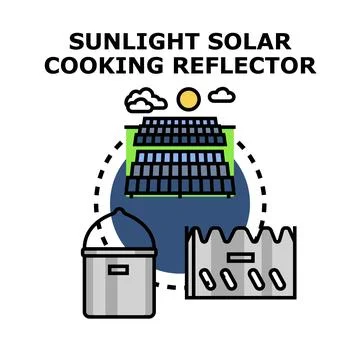 Sunlight solar cooking reflector alternative energy concept Stock Illustration